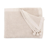 Pom pom-torkkupeitto, beige, 130 x 170 cm