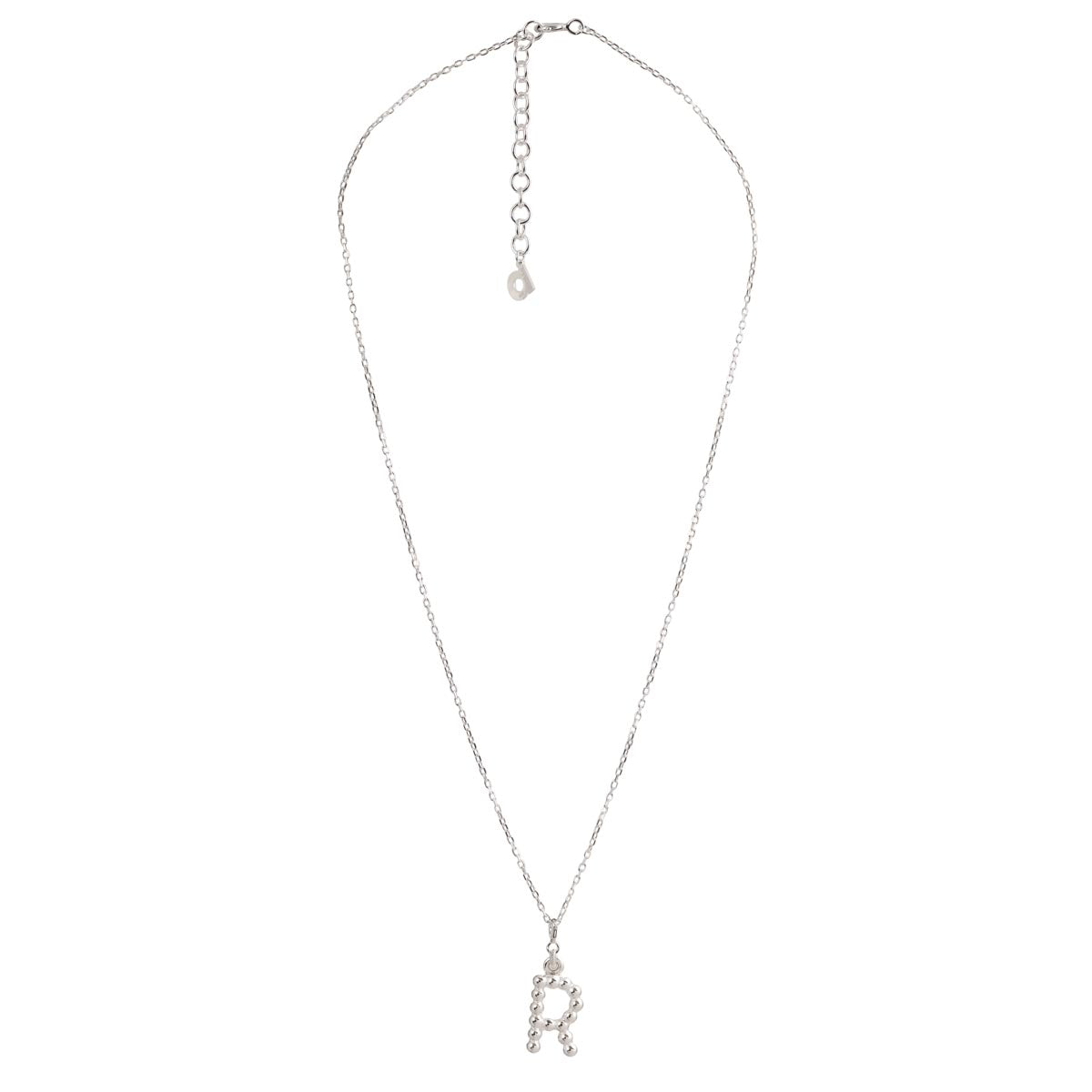 Yllätys-kaulakoru, monogrammi R, hopea