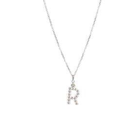 Yllätys-kaulakoru, monogrammi R, hopea